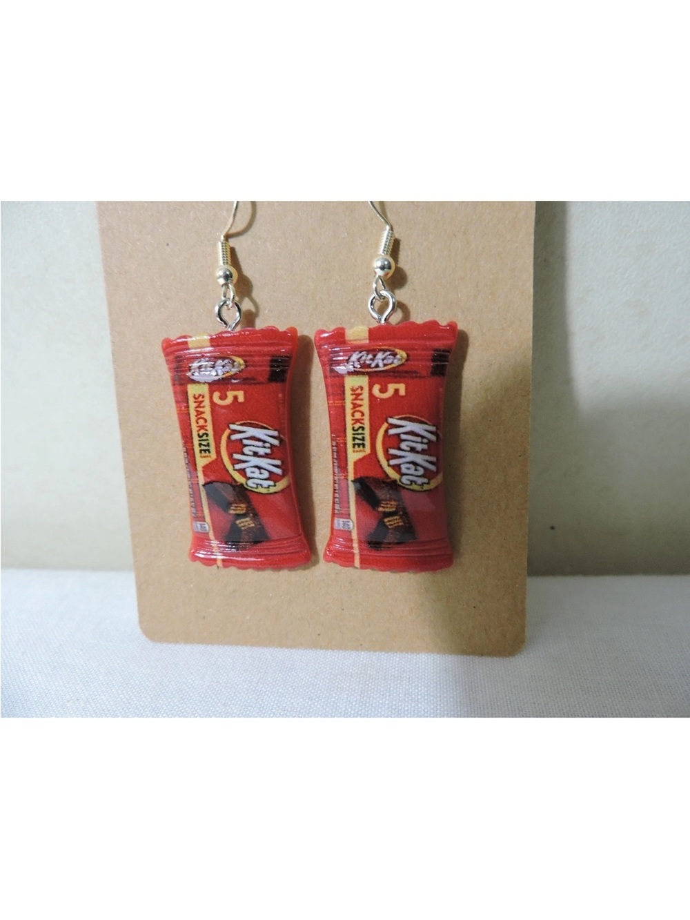 Candy Bar Colorful Dangle Earrings Handcrafted K*it K*at Unique Earrings - Picture 4 of 4